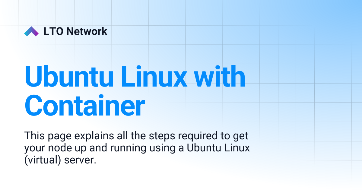 Ubuntu Linux with Container | LTO Network